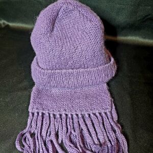 Purple Knit Women's Scarf and Hat Set